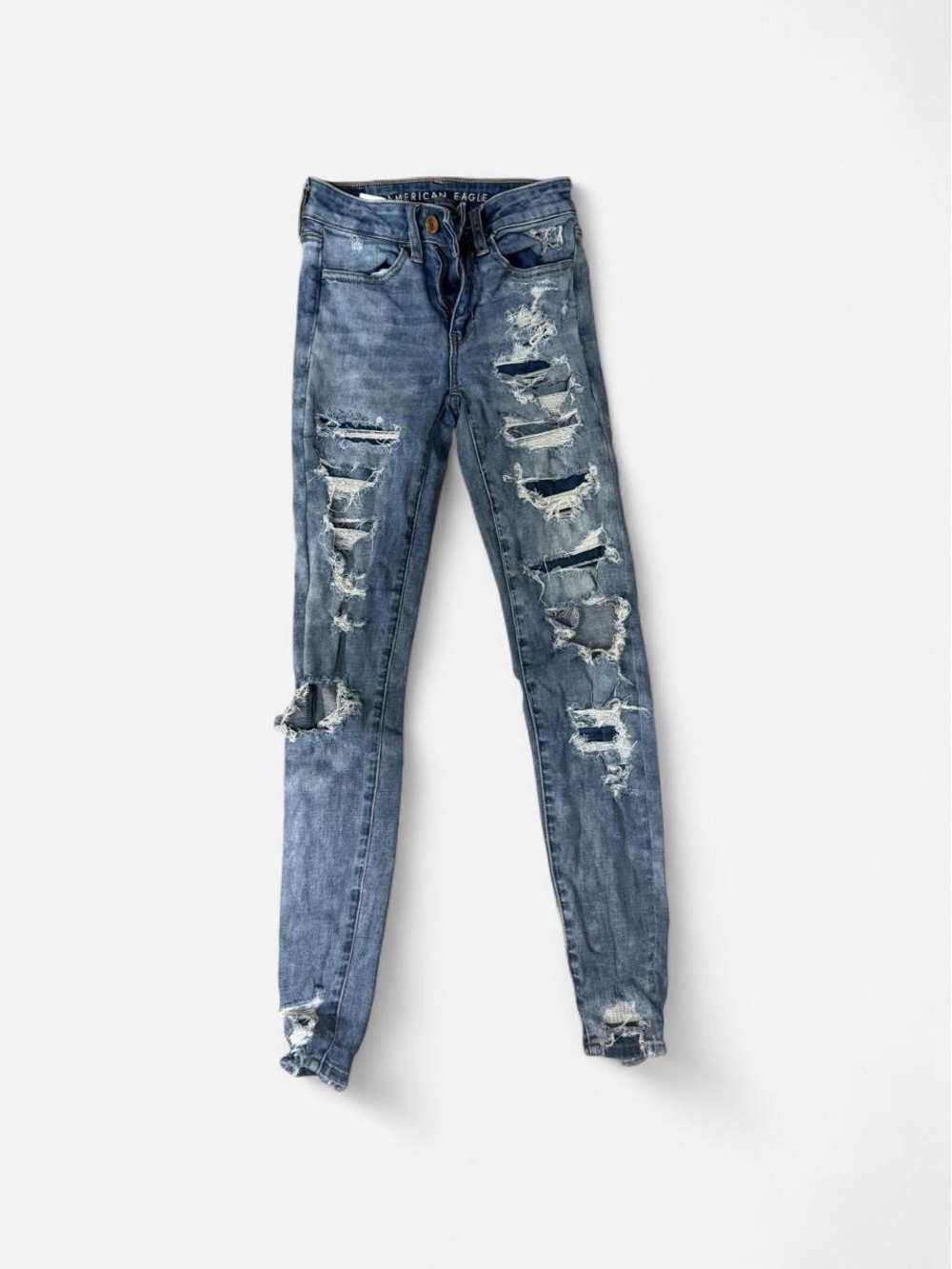 American Eagle Outfitters Ripped Skinny Jeans - Denim Blue